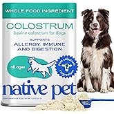 Native Pet Colostrum for Dogs – Bovine Colostrum Powder – Allergy Relief, Immune Support & Itchy Skin Treatment – Dog Multivitamins for Skin & Gut Health – Puppy Milk Replacement & Prebiotic -120 ct.