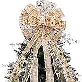 RoseCraft Christmas Tree Topper Bow, 52 X 13 Inch Artificial Xmas Tree Topper Decorations, for Home Wedding Birthday Indoor/Outdoor Thanksgiving Christmas Party Decor - Gold/Yellow