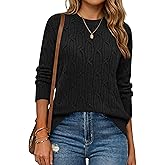 LaGracia Women’s Cable Knit Long Sleeve Sweaters Pullover Crew Neck Fall Winter Sweater Tops