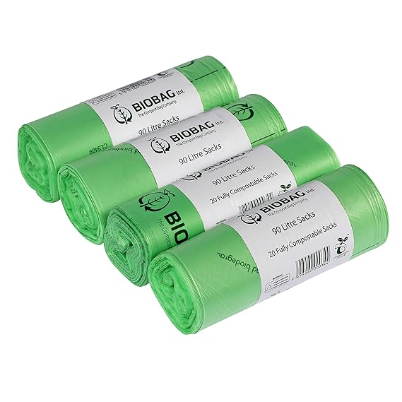 90L x 80 Compostable Food Waste Sacks Commercial Size Compost Bag Food Waste Bin Liners EN