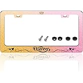 Queen License Plate Frame Beautiful Crown License Plate Holder for Front or Rear Car Tags Stainless Steel Funny Car Decoration with Screws 6.3 X 12.2 in