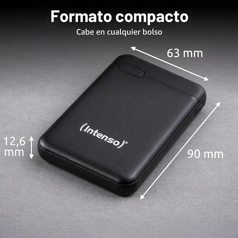 Carregador portátil Intenso Power Bank XS5000, bateria externa (5000mAh, para smartphones, tablets e mais), preto