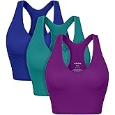 ODODOS 3-Pack Seamless Racerback Crop Tank for Women Ribbed Knit Soft Crop Tops