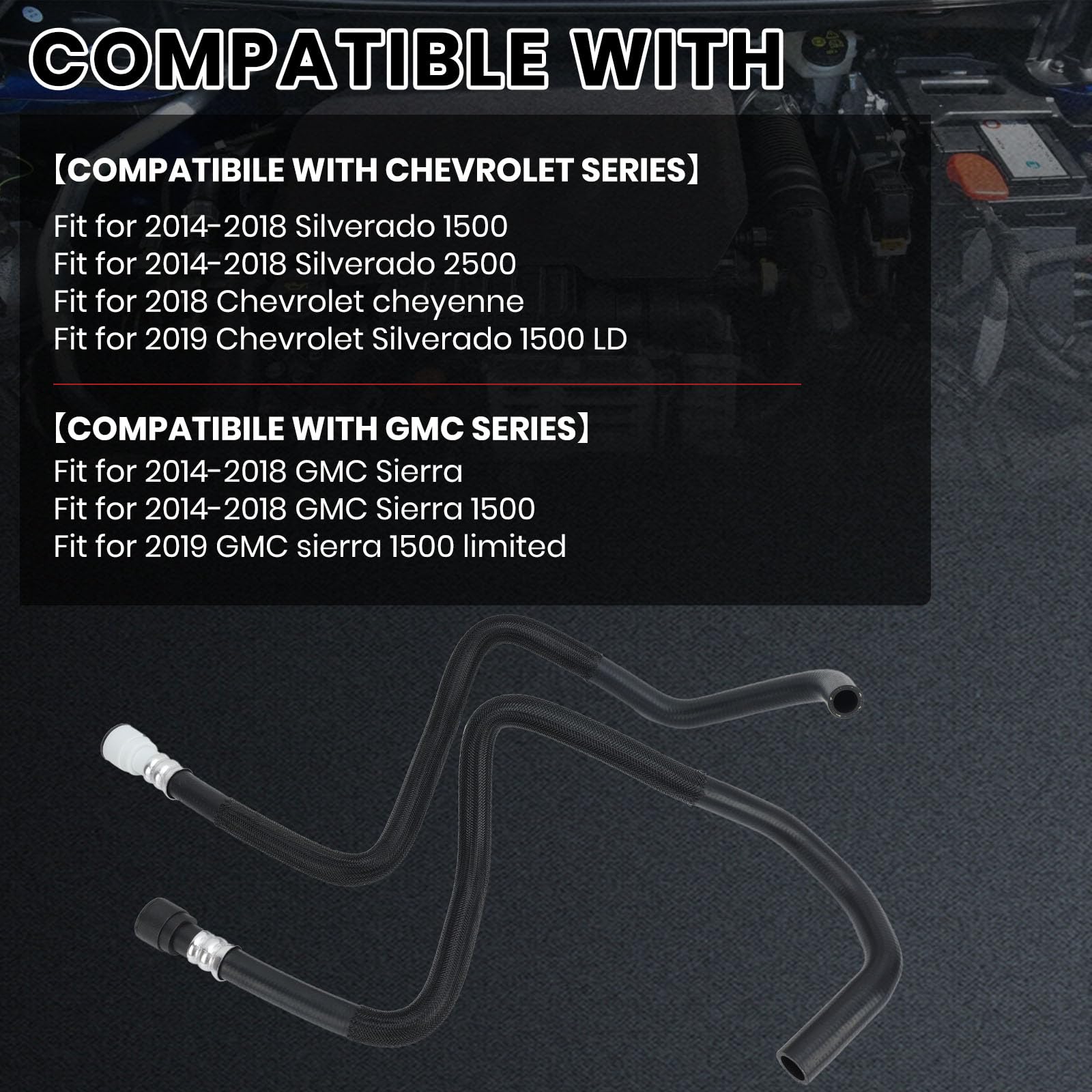 Condition photo showing New/Like New for clidr heater outlet hose & heater inlet hose compatible with 2014-2019 chevrolet silverado 1500/2500