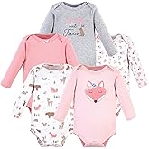 Hudson Baby baby-girls Cotton Long-sleeve Bodysuits 5-pack