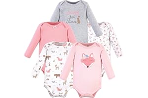 Hudson Baby baby-girls Cotton Long-sleeve Bodysuits 5-pack