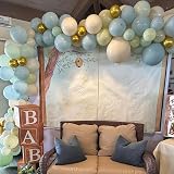 Togvu Dusty Green Blue Balloons 60 Pack 12 Inch Confetti Gold Beige Safari view 7