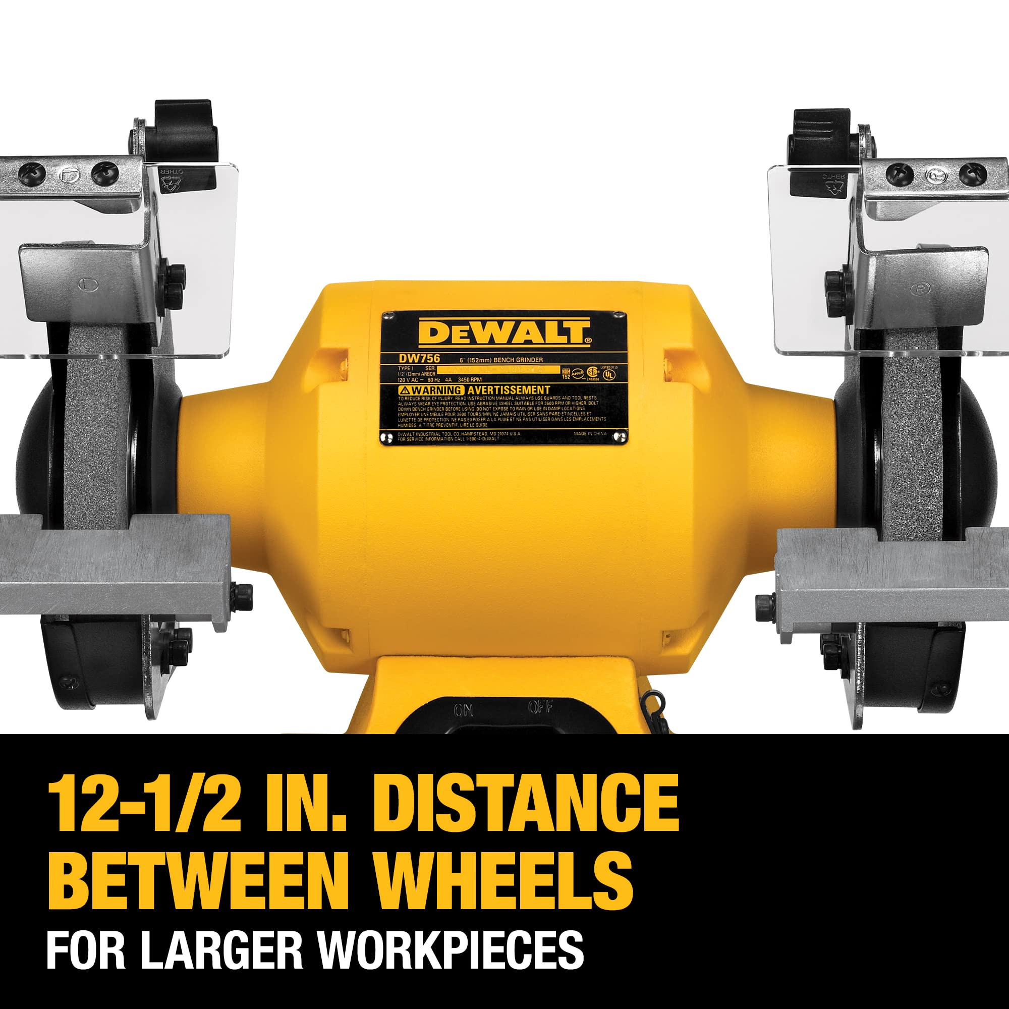 DEWALT Bench Grinder, 6 Inch, 3/4 HP, 3,600 RPM For Larger Grinding Applications(DW756) on