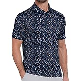 ZITY Mens Print Polo Shirts Short Sleeve Moisture Wicking Shirts for Men Golf Tennis Daily Casual Collared T-Shirt