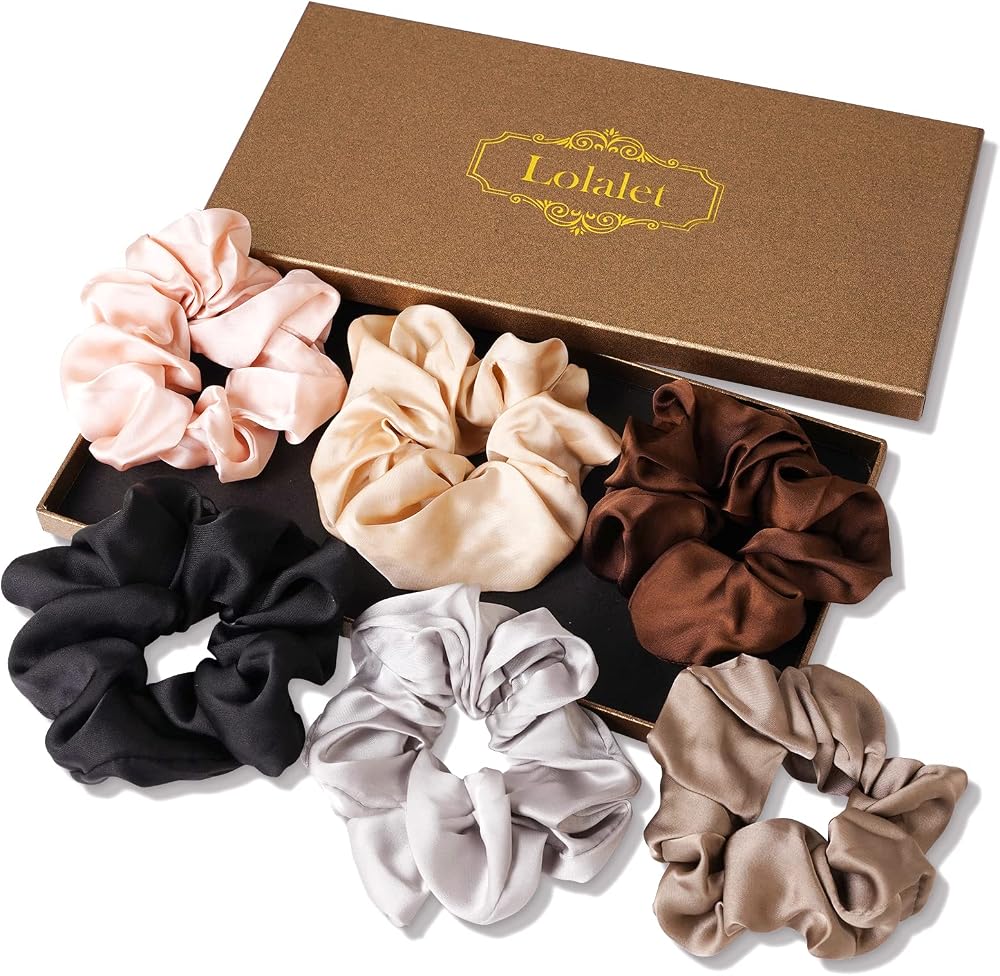 Lolalet Satin Scrunchies 6 Pack Women Girls Silk Like Hair Ties Ponytail Holder