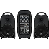 Behringer EUROPORT PPA2000BT Ultra-Compact 2000-Watt 8-Channel Portable PA System with Bluetooth Wireless Technology Black