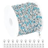 UMAOKANG 5 Meters Silver Chains for Jewelry Making Stainless Steel Necklace Chains Bulk Blue Oil Drip Craft Chain Spool Jewelry Supplies