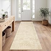MIULEE 2x6 Washable Hallway Runner Rug, Vintage Long Rug for Hallway Kitchen Bedroom Laundry Room Bathroom, Non-Slip Stain Resistant Soft Throw Carpet Floor Mat, Neutral Beige