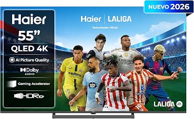 H6 QLED 4K 55" 55H6GUX, Smart TV con Google TV, Dolby Audio, HDR10+, MEMC, AI Picture Quality, Bluetooth 5.1, Gaming Accelerator 120Hz DLG, USB 2.0 x 2, DBX TV, HDMI 2.1 x 4 [2026]