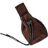 Mythrojan Drawstring Belt Pouch Medieval Suede Purse Renaissance Bag LARP Coin Pouch Cosplay Costume Accessories for Medieval Events, Reenactments, Renfair - Chocolate Brown, 5" x 6"
