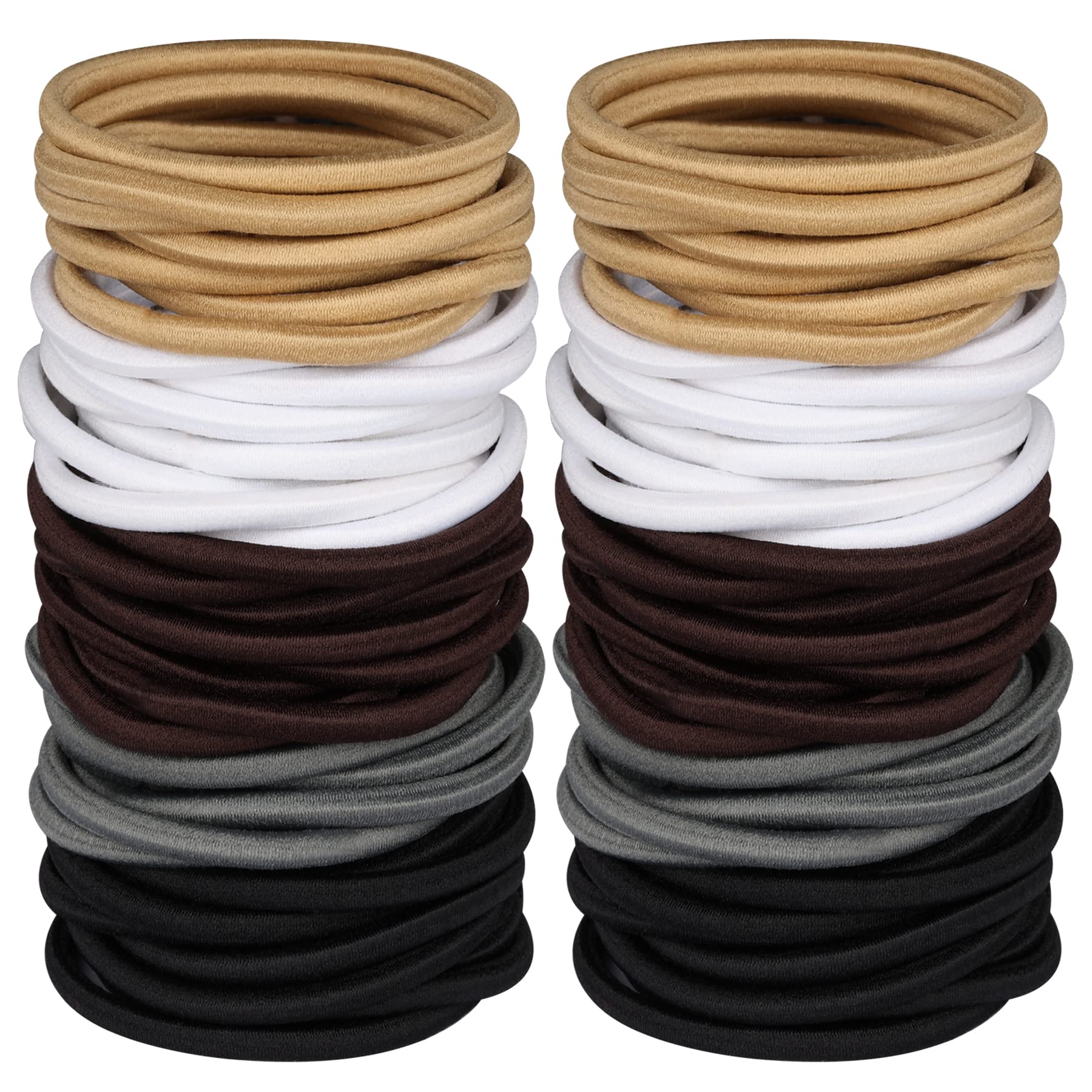 Photo 1 of 120 Pcs Neutral Colors Elastic Hair Tie, 4MM Ponytail Holders for Medium to Thick Hair No Damage Hair Accessories for Men, Women, Boys, and Girls for Long Braids