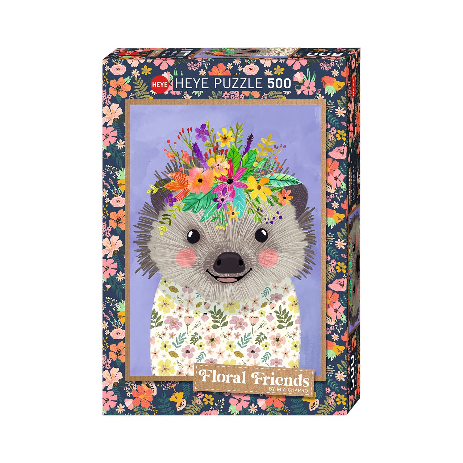 Heye Funny Hedgehog Floral Friends 500 Piece Jigsaw Puzzle Silver