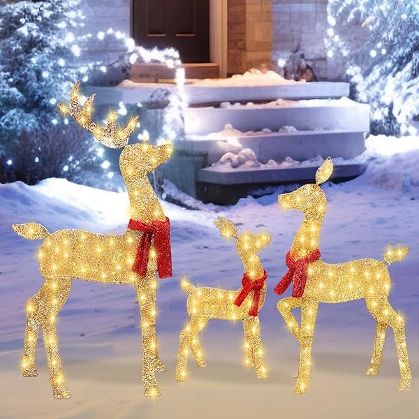 2025 NEW 4FT 2.5D LIGHTED CHRISTMAS DEER FAMILY...