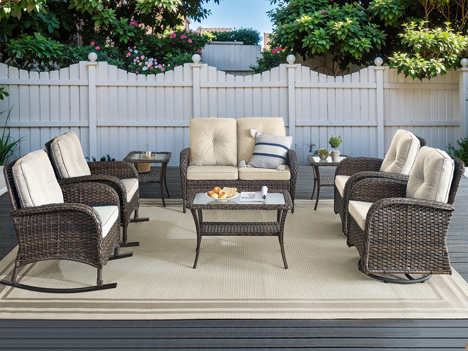 HUMMUH Patio Furniture 7-Piece Outdoor Conversation