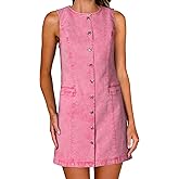 Nitzana Women's Denim Dress Jean Sleeveless Button Down Shirt Mini Tank Casual Summer Dresses with Pocket 2026 Trendy Outfits