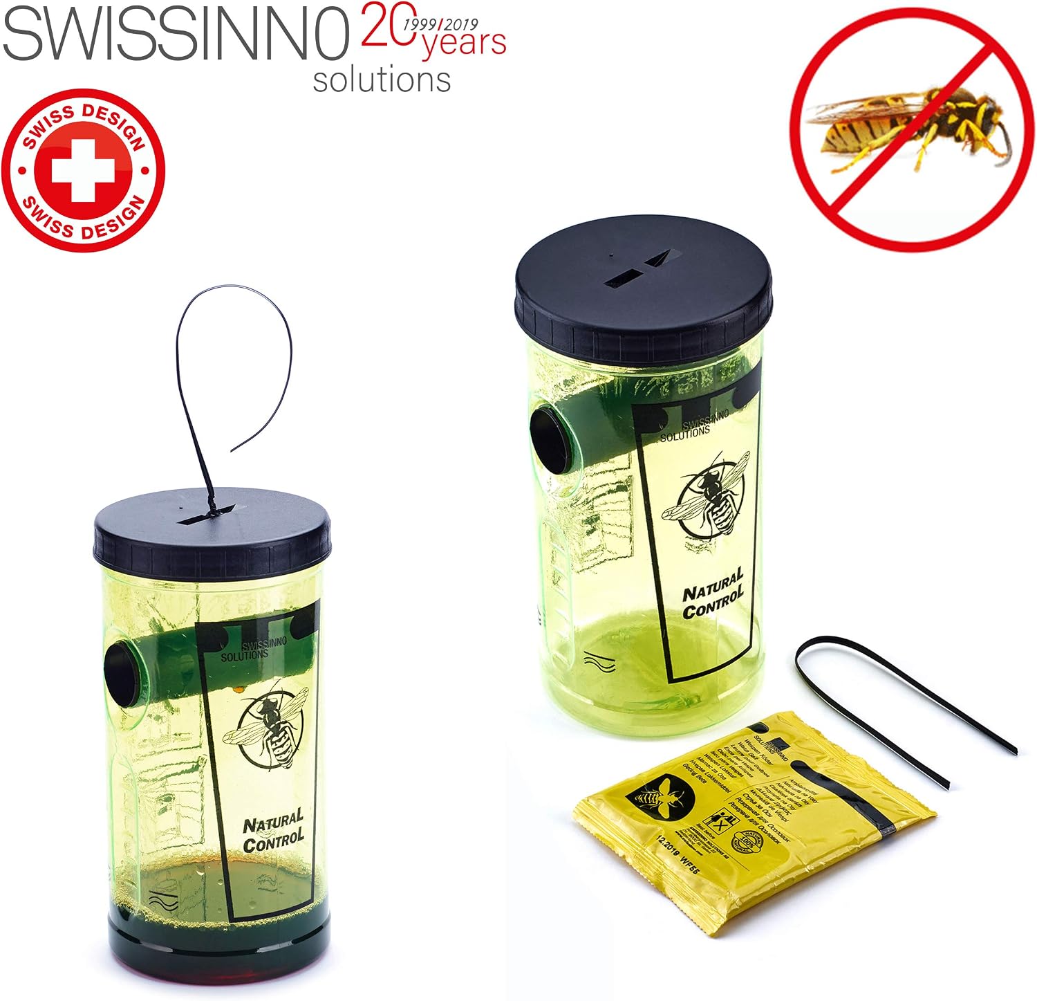 SWISSINNO Wasp Trap Control Secret, Reusable Outdoor Wasp Catcher for Gardens Patios and Camping, Easy to Use and Clean - Image 3