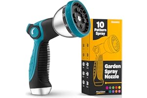 SEWANTA Hose Nozzle [Blue] Heavy Duty Hose Sprayer With 10 Adjustable Watering Patterns. Thumb Control Design, Comfortable Ergonomic Grip, Garden Hose Nozzle for Watering Plants & Lawns/Fun showers/Cleaning