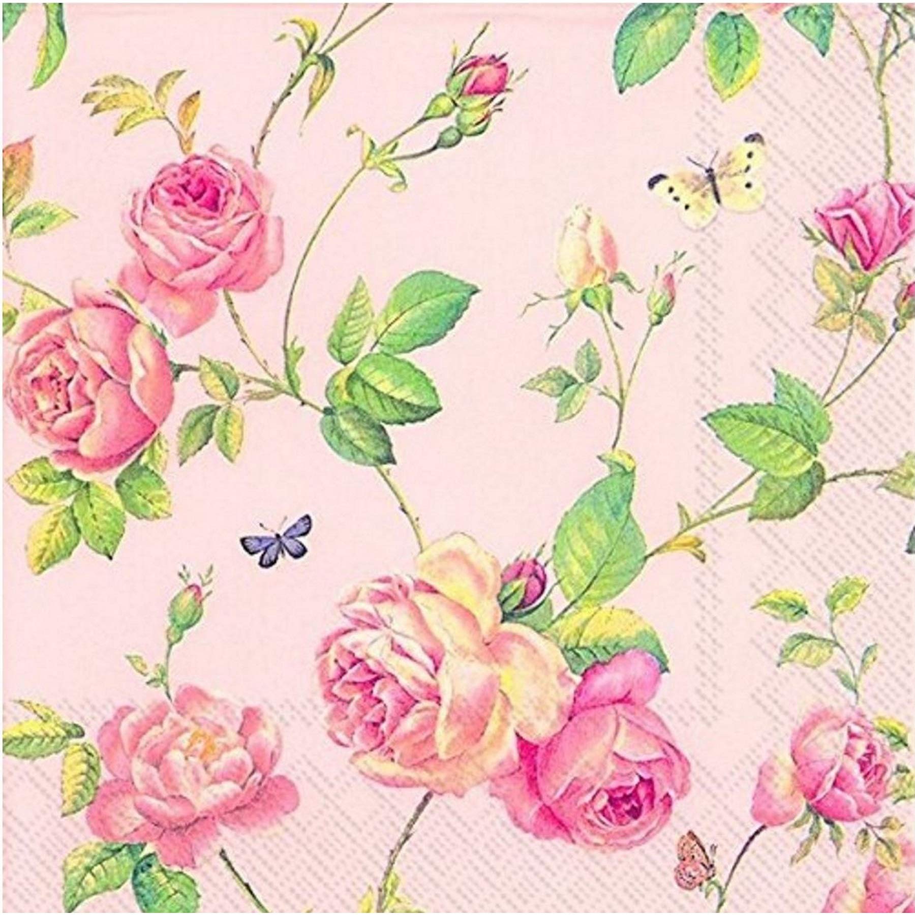 New Rambling Rose Rose 3ply Luncheon Napkin 20pk