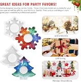 Gukasxi 2pcs Tealight Silicone Resin Molds Snowflake & Tree Candle Holders view 4
