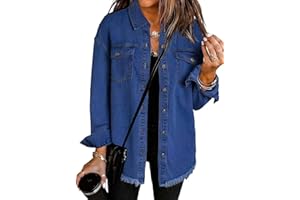 Womens Fall Jackets Long Sleeve Button Down Ripped Cheetah Denim Jacket Distressed Leopard Jean Coats