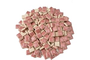 Samjobroad Glazed Ceramic Mosaic Tiles,Glazed Porcelain Tiles,Art Craft Supplies,Square Shapes(12mm), Smoothed Edges,300g/200pcs, Prefect for DIY Art Crafts Supplies,Flesh