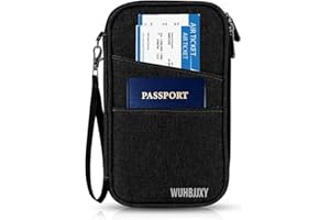 WUHBJJXY RFID Family Passport Holder, Travel Wallet, Travel Document Organizer, Passport Bag，Cheap,Multifunctional.(Black)