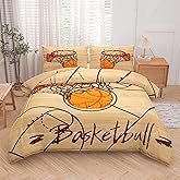 Peopleareok Basketball Comforter Set Twin (68x86 Inch), 3D Printed Basketball Theme Comforter, 2 Pieces Soft Microfiber Bedding Set for Boys Kids with 1 Pillowcase