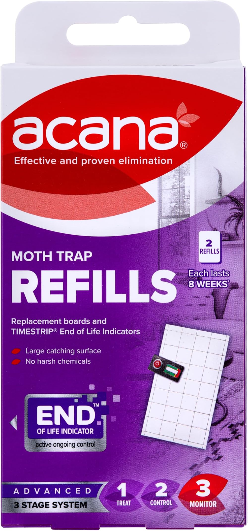 Acana Moth Trap Refills Pack of 2 Pads - Harsh Chemical Free, Pheromone