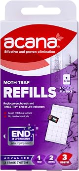 Acana Moth Trap Refills Pack of 2 Pads - Harsh Chemical Free, Pheromone