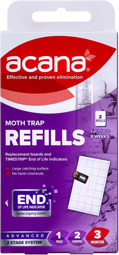 Acana Moth Trap Refills Pack of 2 Pads - Harsh Chemical Free, Pheromone