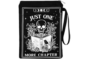 VeloKomo Gothic Book Sleeve Gift - Just One More Chapter Skeleton Black Tarot Card Zipper Books Covers with Front Pocket Washable Book Protector Bookish Reader Book Lovers Gifts for Books Paperbacks