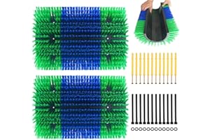 ROUISXUE Extra Large Size Livestock Scratching Brush, Upgraded Horse/Goat/Cow/Cattle Scratcher Brush for Grooming, Itch Relief Horse Scratcher Brushes Kit with Two Sets of Mounting Screws(2-Pack,Green)