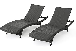 Christopher Knight Home Salem Outdoor Wicker Chaise Lounge Chairs, 2-Pcs Set, Grey
