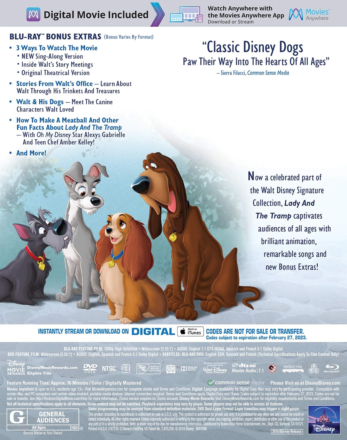 Amazon Com Lady And The Tramp Blu Ray Peggy Lee Barbara Luddy Larry Roberts Bill Thompson Bill Baucom Stan Freberg Verna Felton Alan Reed George Givot Dallas Mckennon Lee Millar Hamilton Luske Clyde Geronimi