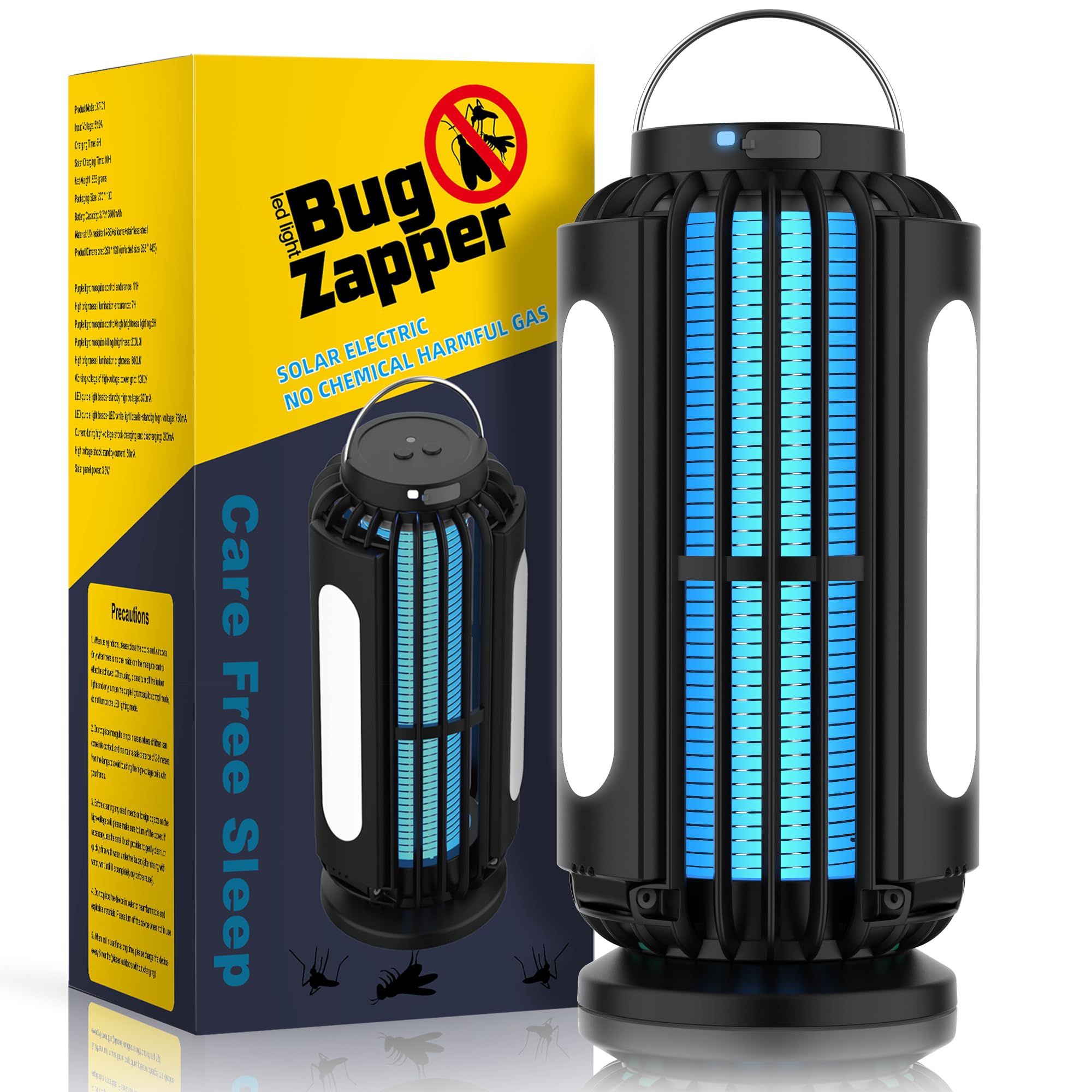 Photo 1 of Houyond Bug Zapper Outdoor, Solar Bug Zapper with 3 Solar Panels, IP65 Zapper Indoor for Home, 3600mAh Mosquito Killer for Backyard