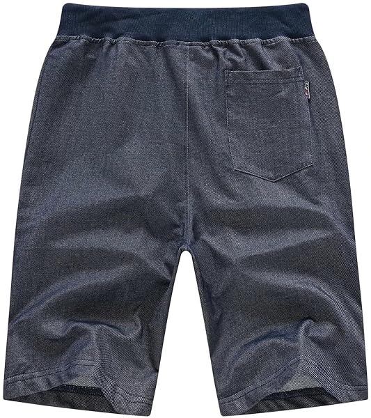 QPNGRP MEN’S ZIPPER POCKETS ELASTIC STRETCH WAIST WORKOUT CASUAL SHORTS CATIONNAVY 42