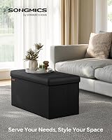 SONGMICS MAZIE Collection Storage Ottoman Bench 76 cm Ink Black LSF047B51 view 2