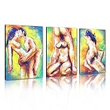 3 Pieces Sexy Couple Wall Decor for Bedroom