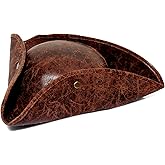 COLLECT PRESENT Distressed Faux Leather Pirate Tricorn Hat for Adults - Vintage Style Pirate Tricorn Hat for Men & Women