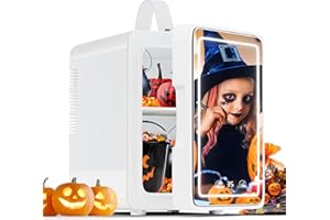 BOGDA 4L Mini Skincare Fridge with Dimmable LED Light Mirror, Cooler and Warmer Temperature Control Digital Display, Portable Cosmetic Refrigerator for Makeup, Skin Care, Bedroom Office Car, White