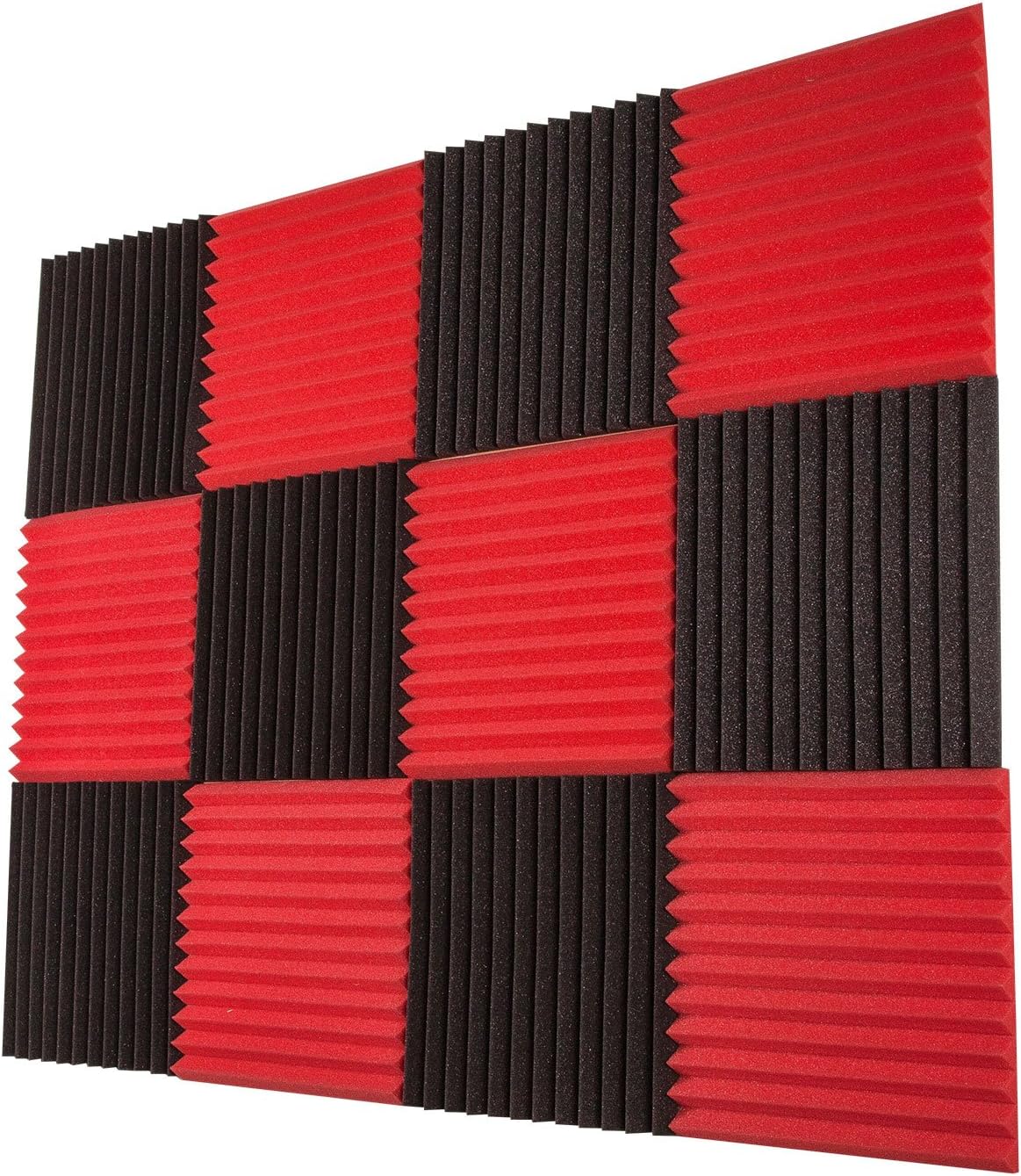 Foamily 12 Pack- Red/Charcoal Acoustic Panels Studio Foam Wedges 1