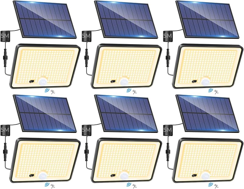 6 Paquete 342LED Luz Solar Exterior Jardin Mando a Distancia