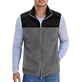 COOFANDY Men's Lightweight Fleece Vest Sleeveless Zip Up Warm Jacket Casual Outerwear Vests With Pockets