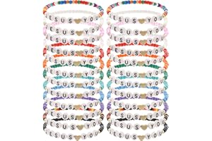 Taouzi 24Pcs 𝐉𝐞𝐬𝐮𝐬 𝐋𝐨𝐯𝐞𝐬 𝐘𝐨𝐮 Bracelets Bulk Handmade Clay Beads 𝐁𝐢𝐛𝐥𝐞 𝐕𝐞𝐫𝐬𝐞 Bracelets Christian Friendship Jewelry Xmas Gifts for Women