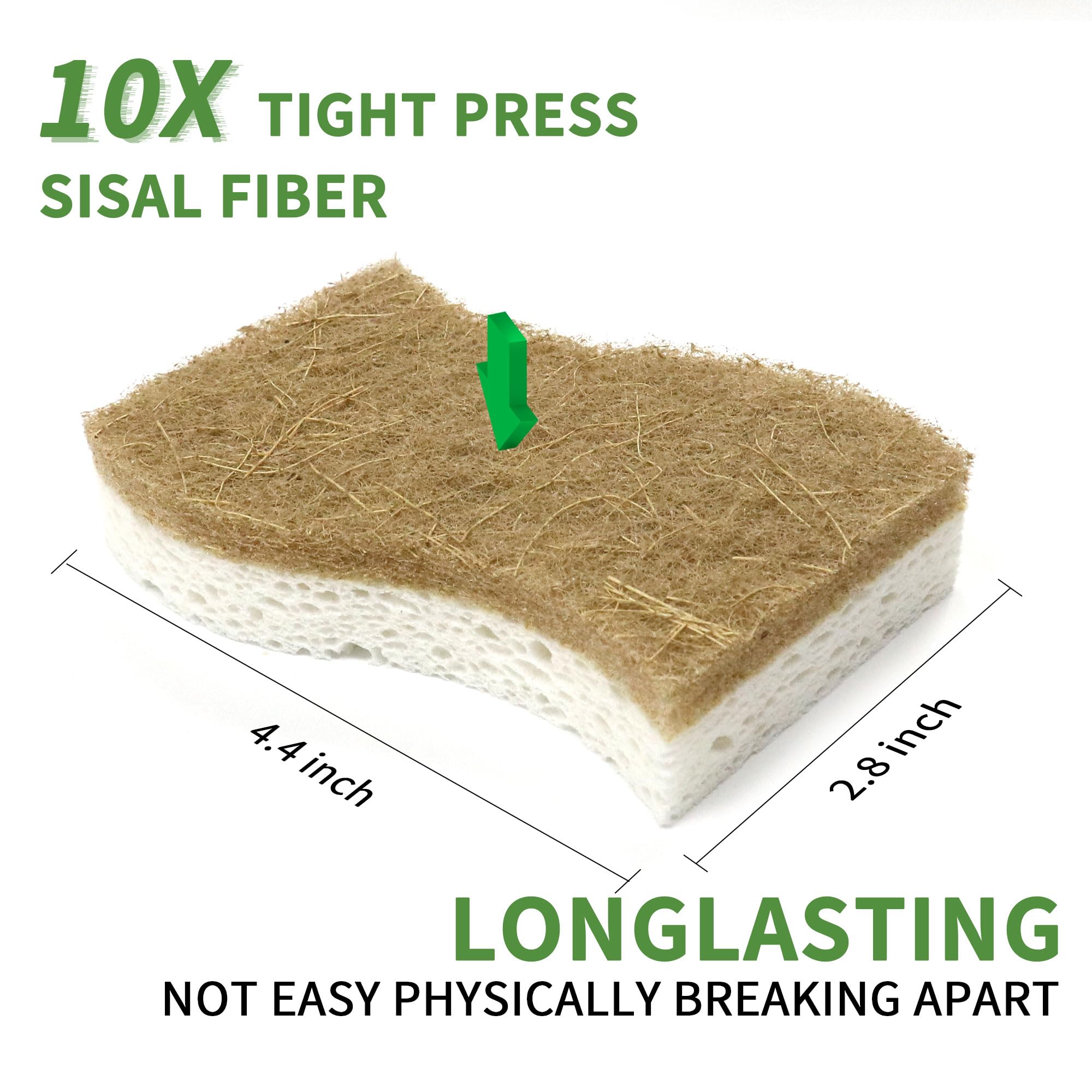 9 Pack Biodegradable Natural Kitchen Sponge - Compostable Cellulose and Coconut Walnut Scrubber Sponge - Eco Friendly Sustainable Sponges for Dishes